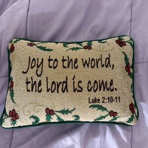 Joyful Holiday Lumbar Pillow with Green and Red Accents